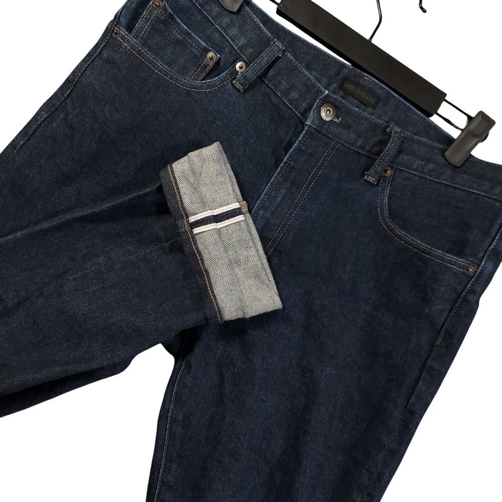 Uniqlo Selvedge Slim Fit Jeans Men 34x34 (Fits 34x33) Dark Indigo Stretch